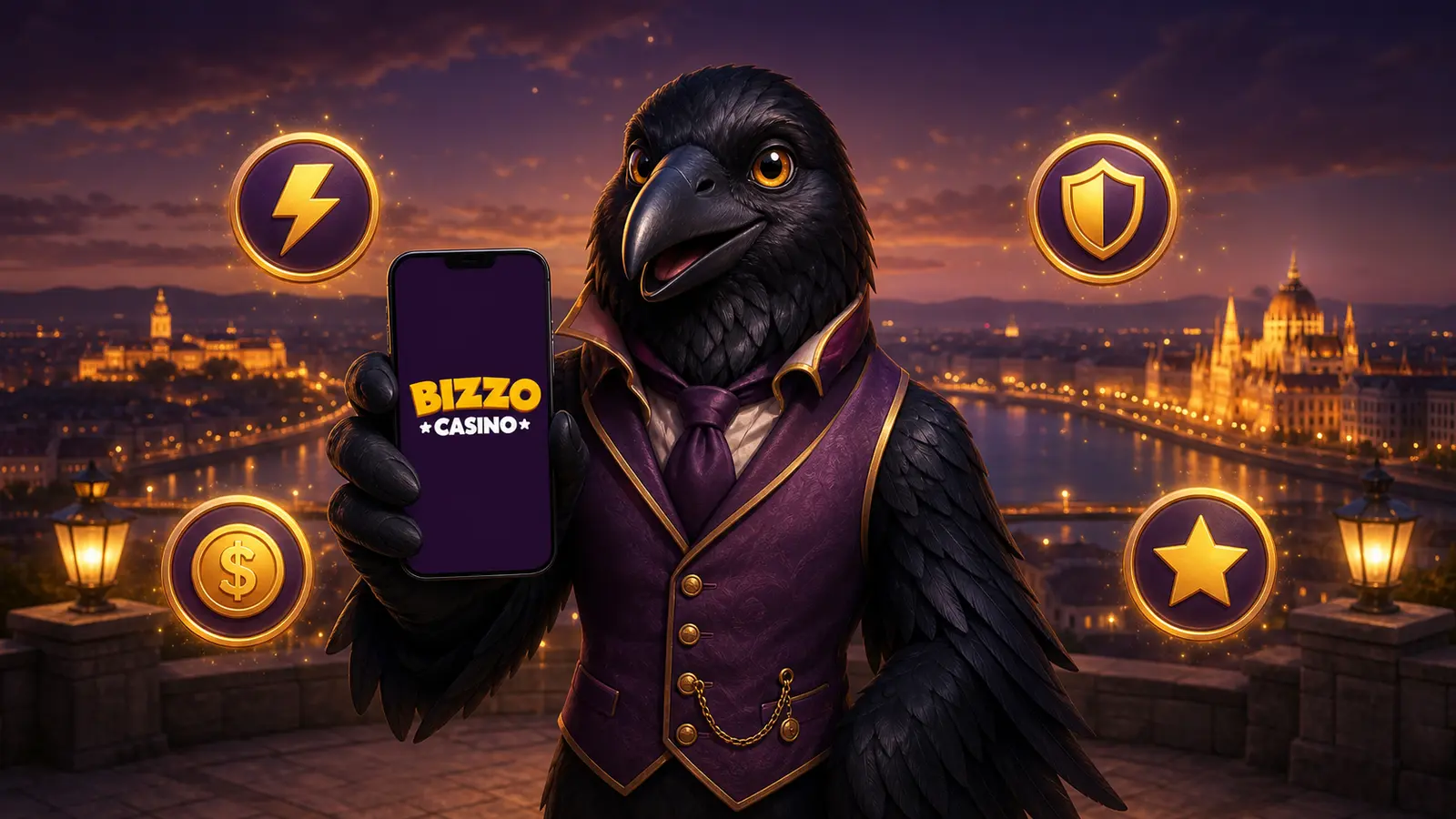 Holló és Bizzo Casino logós telefon – alkalmazáselőnyök