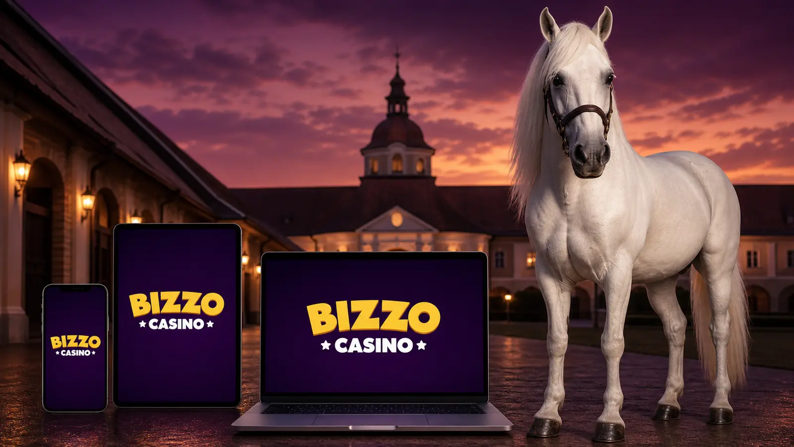 Lipicai ló és Bizzo Casino logós kompatibilis eszközök