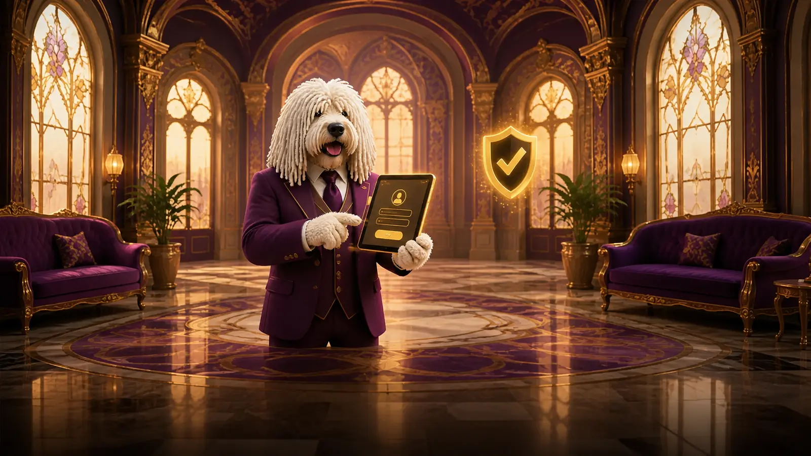 Komondor táblagépes regisztrációval egy szegedi palotában